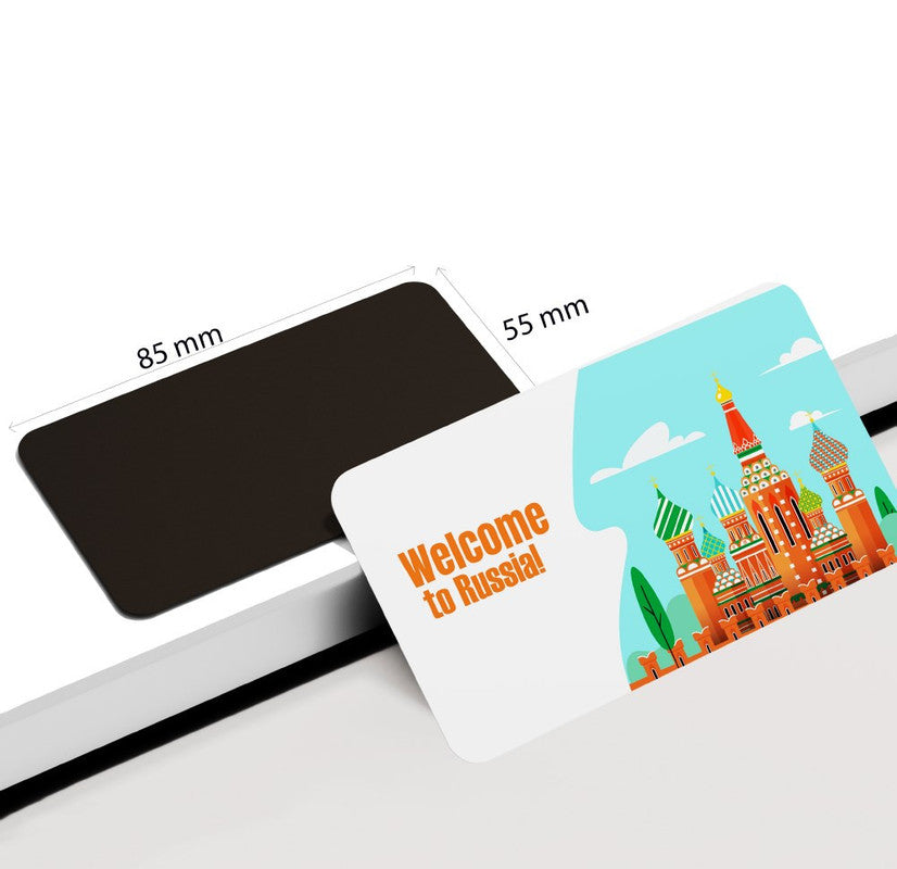 dhcrafts Rectangular Rubber Fridge Magnet / Magnetic Card Multicolor Russia Design Pack of 1 (8.6cm x 5.4cm)